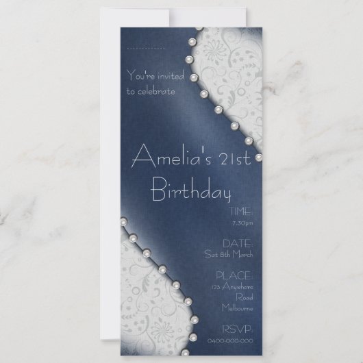 Invitation d'anniversaire Perle (Devant)