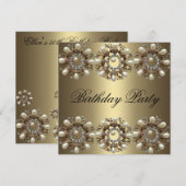 Invitation d'anniversaire Perle Élégante (Devant / Derrière)
