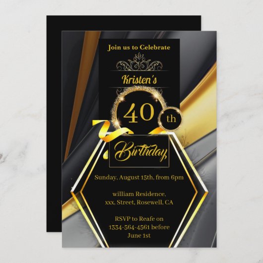 Invitation d'anniversaire personnalisable (Devant / Derrière)