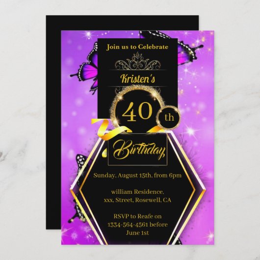 Invitation d'anniversaire personnalisable (Devant / Derrière)