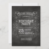 Invitation d'anniversaire personnalisable Chalkboa (Devant)