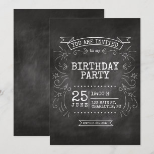 Invitation d'anniversaire personnalisable Chalkboa