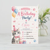 Invitation d'anniversaire personnalisable de chat (Debout devant)