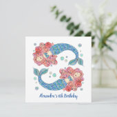 Invitation d'anniversaire personnalisé de la sirèn (Debout devant)