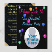 Invitation d'anniversaire personnalisé des ballons (Devant / Derrière)