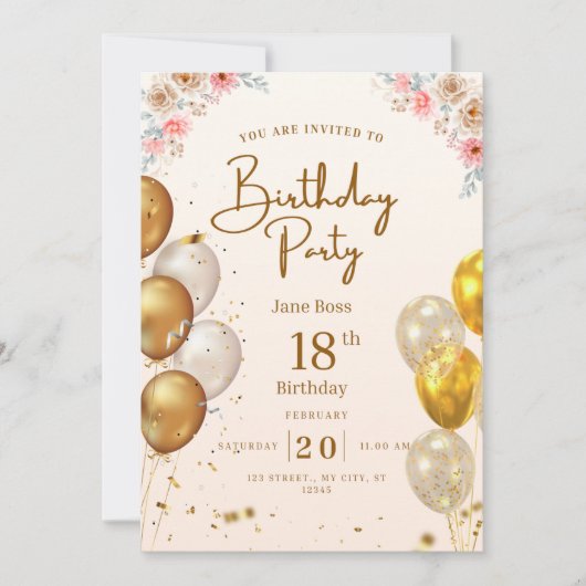Invitation d'anniversaire personnalisée (Devant)