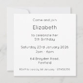 Invitation d'anniversaire personnalisée à l'ours p (Dos)