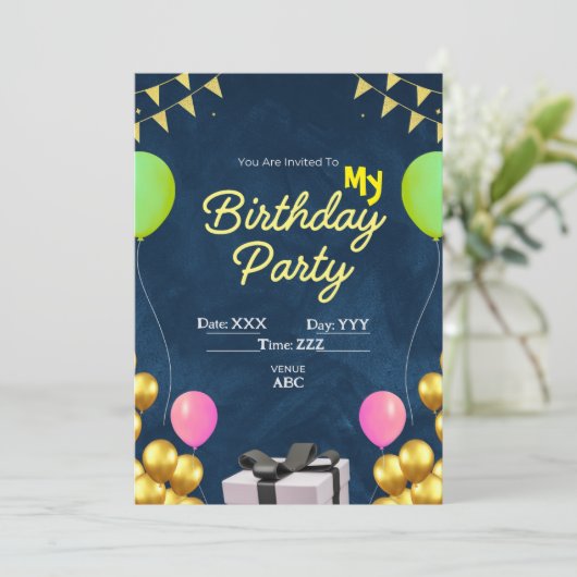 Invitation d'anniversaire personnalisée Carte numé (Debout devant)