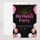 Invitation d'anniversaire personnalisée Carte numé (Devant / Derrière)