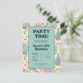 Invitation d'anniversaire personnalisée colorée (Debout devant)