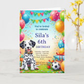 Invitation d'anniversaire personnalisée Dalmatien (Fleur jaune)