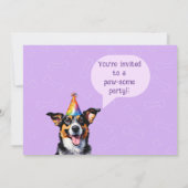 Invitation d'anniversaire personnalisée de Chien c (Dos)
