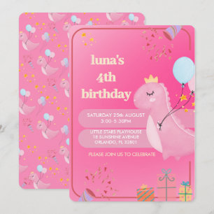 Invitation d'anniversaire personnalisée de dinosau
