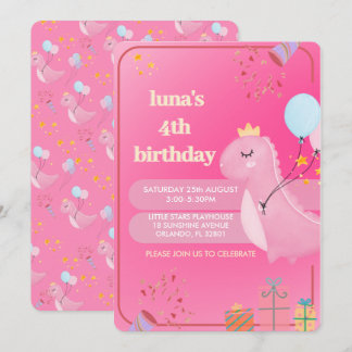 Invitation d'anniversaire personnalisée de dinosau