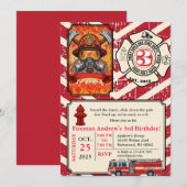 Invitation d'anniversaire personnalisée de pompier (Devant / Derrière)