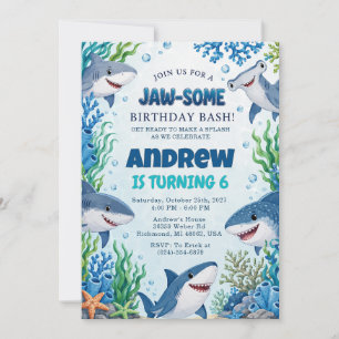 Invitation d'anniversaire personnalisée de requin