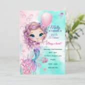 Invitation d'anniversaire personnalisée de Sirène (Debout devant)