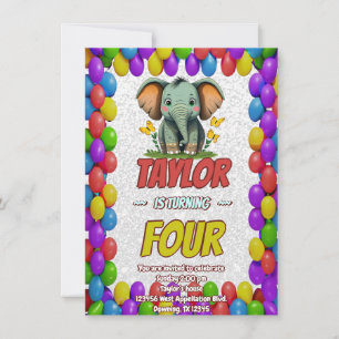 Invitation d'anniversaire personnalisée éléphant m
