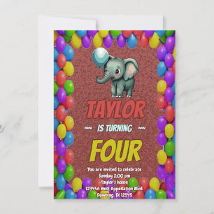 Invitation d'anniversaire personnalisée éléphant m