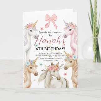 Invitation d'anniversaire personnalisée Licorne su