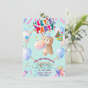 Invitation d'anniversaire personnalisée Ourson Mig