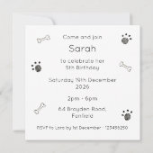 Invitation d'anniversaire personnalisée pour de mi (Dos)