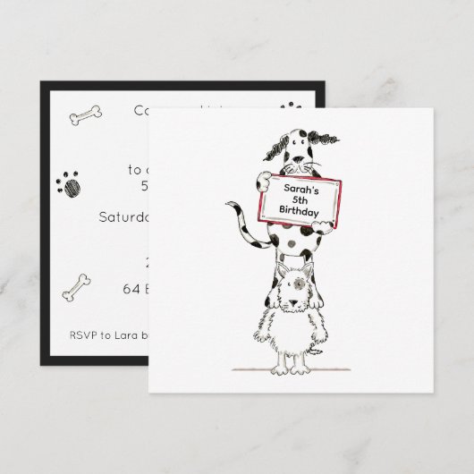 Invitation d'anniversaire personnalisée pour de mi (Devant / Derrière)