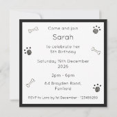 Invitation d'anniversaire personnalisée pour de mi (Dos)