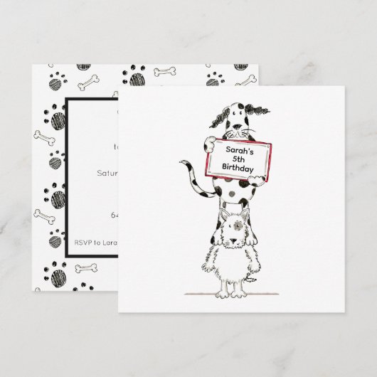 Invitation d'anniversaire personnalisée pour de mi (Devant / Derrière)