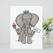 Invitation d'anniversaire personnalisée pour éléph (Debout devant)