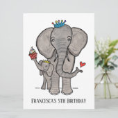 Invitation d'anniversaire personnalisée pour éléph (Debout devant)