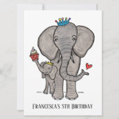 Invitation d'anniversaire personnalisée pour éléph (Devant)