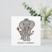 Invitation d'anniversaire personnalisée pour éléph (Debout devant)