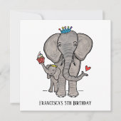 Invitation d'anniversaire personnalisée pour éléph (Devant)