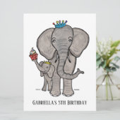 Invitation d'anniversaire personnalisée pour éléph (Debout devant)