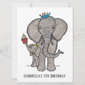 Invitation d'anniversaire personnalisée pour éléph (Devant)