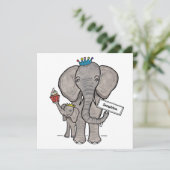 Invitation d'anniversaire personnalisée pour éléph (Debout devant)