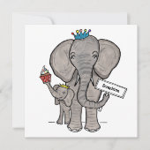 Invitation d'anniversaire personnalisée pour éléph (Devant)