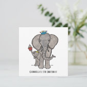 Invitation d'anniversaire personnalisée pour éléph (Debout devant)