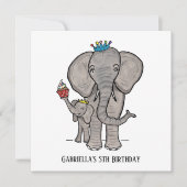 Invitation d'anniversaire personnalisée pour éléph (Devant)