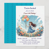 Invitation d'anniversaire personnalisée pour une f (Devant / Derrière)
