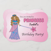 Invitation d'anniversaire personnalisée Princesse (Devant / Derrière)