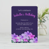 Invitation d'anniversaire personnalisée rose lilas (Debout devant)
