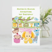 Invitation d'anniversaire personnalisée Safari Adv (Debout devant)