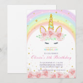Invitation d'anniversaire personnalisée Unicorn Ra (Devant / Derrière)