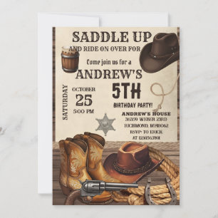 Invitation d'anniversaire personnelle de cowboy we