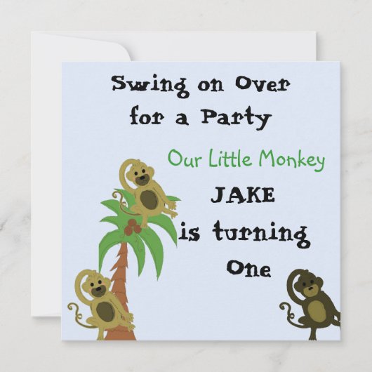Invitation d'anniversaire Petit Singe (Devant)