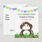Invitation d'anniversaire Petit Singe (Devant / Derrière)