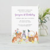 Invitation d'anniversaire Petite Lapin Printemps V (Debout devant)