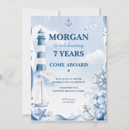 Invitation d'anniversaire Phare Naustique (Devant)